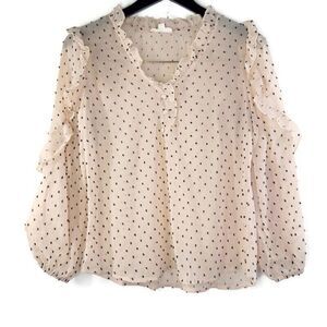 Mine Womens Top Size‎ S  Ruffle Long Sleeve Sheer